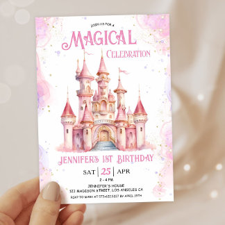 Burg Princess 1. Geburtstag Party Einladung