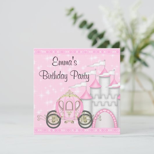 Burg Princess Carriage Castle Einladung (Stehend Vorderseite)