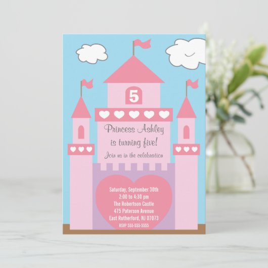 Burg Princess Einladung (Stehend Vorderseite)