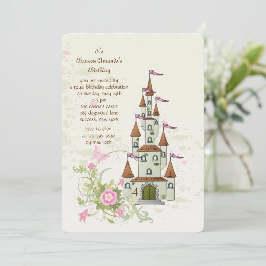 Burg Princess Einladung (Stehend Vorderseite)