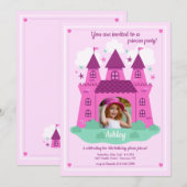 Burg Princess Foto Geburtstagsparty  Einladung (Vorne/Hinten)