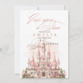 Burg Princess Pink 1. Geburtstag Party Einladung (Vorderseite)