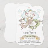 Burg Princess Watercolor Einladung (Vorne/Hinten)