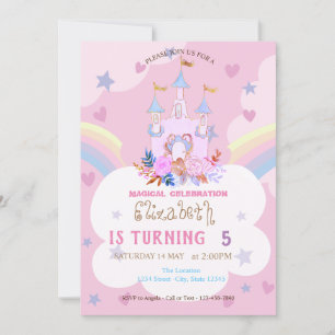 Burg Rainbow Cloud Geburtstag Einladung