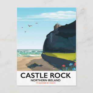 Burg Rock Nord Irland Reiseplakat. Postkarte