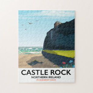 Burg Rock Nord Irland Reiseplakat. Puzzle