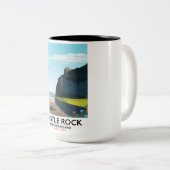 Burg Rock Nord Irland Reiseplakat. Zweifarbige Tasse (VorderseiteRechts)