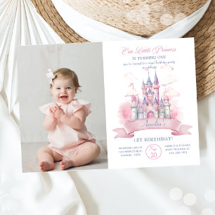 Burg Rosa Königliche Prinzessin Birthday Foto Einladung
