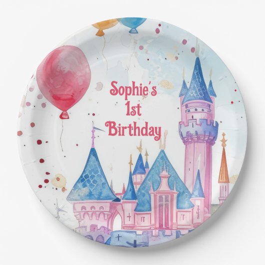 Burg Rosa Princess Pappteller (Vorderseite)