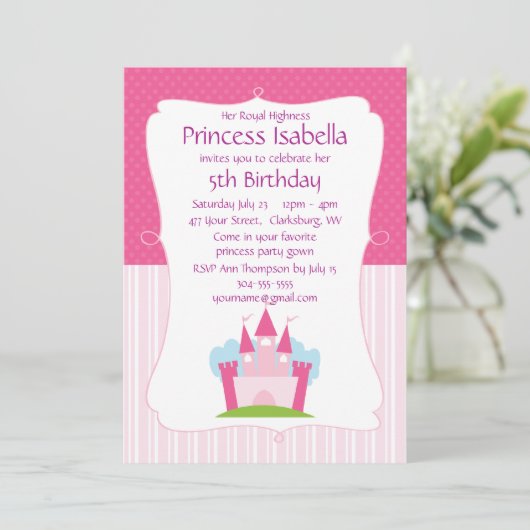 Burg Rosa Prinzessin Einladung (Stehend Vorderseite)