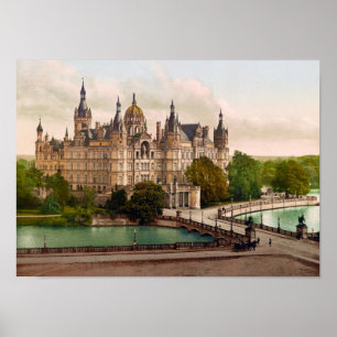 Burg Schwerin Deutschland - Circa 1900 Fotochrom Poster