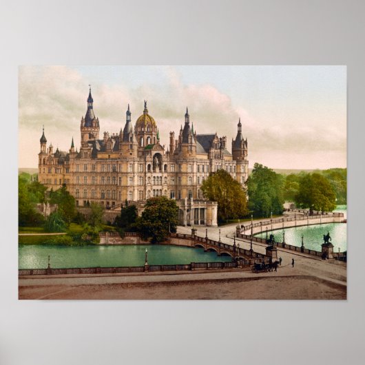 Burg Schwerin Deutschland - Circa 1900 Fotochrom Poster (Vorne)