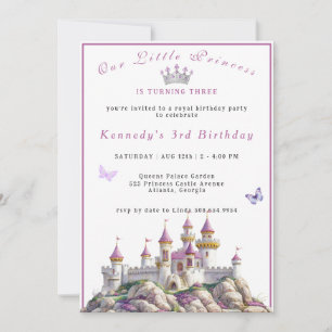 Burg Silver Crown Pink Edelsteine Schmetterlinge Karte