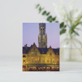 Burg Square und Belfry Tower, Brügge, Belgien Postkarte (Stehend Vorderseite)