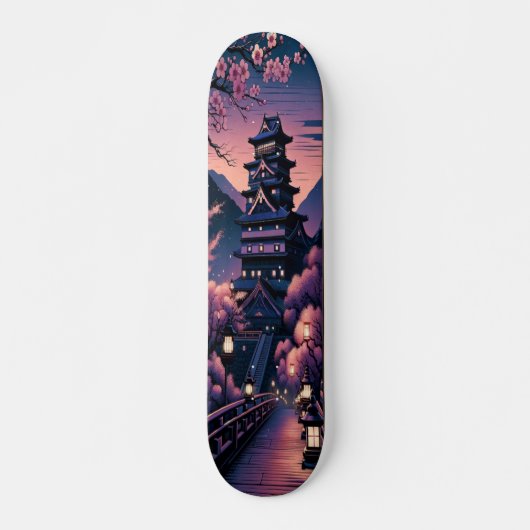 Burg Twilight und Kirchenblüten Skateboard (Vorne)