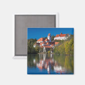 Burg und Abby am Fluss Magnet (Vorderseite/Rückseite)