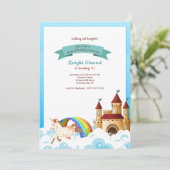 Burg und Einhorn Einladung (Stehend Vorderseite)