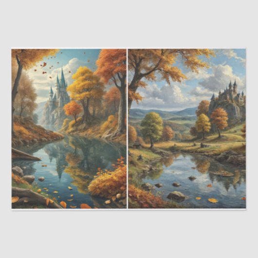 Burg und Fluss im Herbst Seidenpapier (Vorderseite)