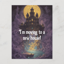 Burg unter einem gelben Mond Neue Adresse Postkarte