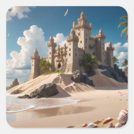 Burg vom Strand der Möglichkeiten Quadratischer Aufkleber