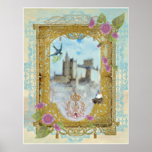 Burg von Mairytale in den Nebeln, Paulette Kinney  Poster