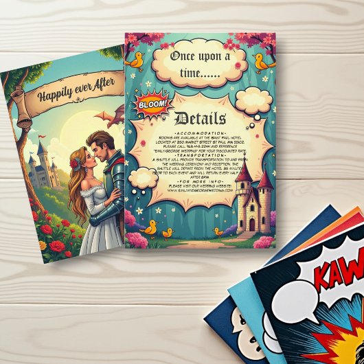 Burg von Wald auf Märchensee Hochzeit Begleitkarte