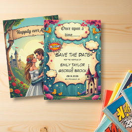 Burg von Wald auf Märchensee Hochzeit Save The Date