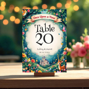 Burg von Wald auf Märchensee Hochzeit Tischnummer