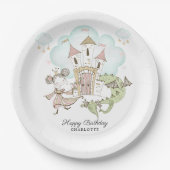 Burg Wasserfarbe Prinzessin Dragon Girl Pappteller (Vorderseite)