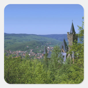 Burg, Wernigerode, Sachsen-Anhalt, Deutschland Quadratischer Aufkleber