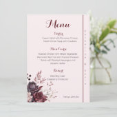 Burgandy Dusty Rose Blumenmenü Menükarte (Stehend Vorderseite)