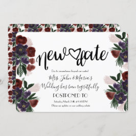 Burgandy Floral New Date Stornierung Hochzeit Einladung