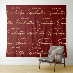 Burgandy Gold Absolventen des Jahrgangs 2024 Absch Wandteppich