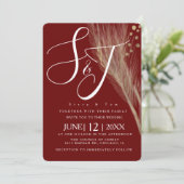 Burgandy Gold Foil Pampas Wedding Suite Einladung (Stehend Vorderseite)