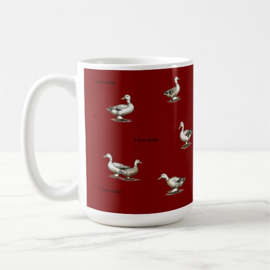 Burgandy I Love Ducks Kaffeetasse (Links)