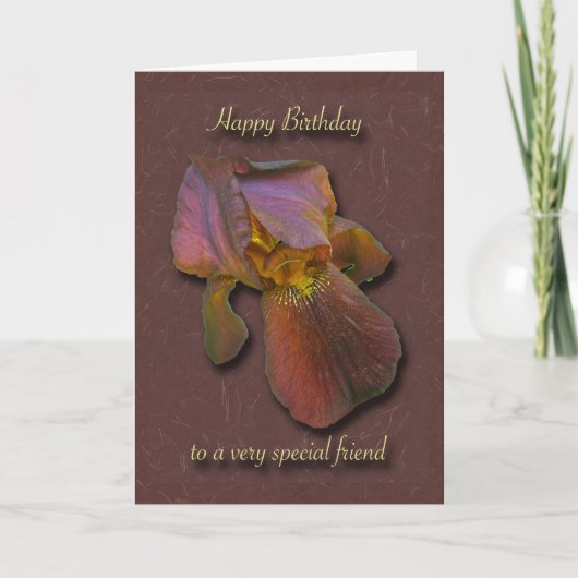 Burgandy Iris Birthday Special Friend Card Karte (Vorderseite)