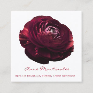 Burgandy Pink Blume Square Business Card Quadratische Visitenkarte