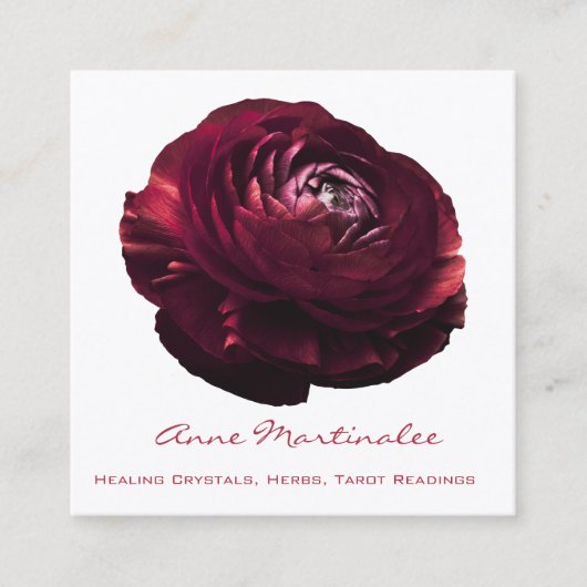 Burgandy Pink Blume Square Business Card Quadratische Visitenkarte (Vorderseite)