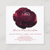 Burgandy Pink Blume Square Business Card Quadratische Visitenkarte (Rückseite)