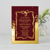 Burgandy und Gold Foil Quinceñera Einladung Bow (Stehend vorne)