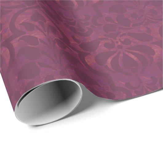 Burgandy Vintag Viktorianisch Damask Muster Geschenkpapier (Rolleneckpunkt)