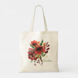 Burgandy Watercolor Floral Tragetasche