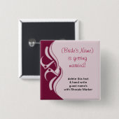 Burgandy Wedding Brautparty Name Buttone Button (Vorne & Hinten)