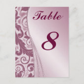 Burgandy Wedding Table Cards Nummer Postkarte (Vorderseite)