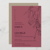 BURGANDY ZEICHNEND FLORA PROBE DINNER EINLADEN DANKESKARTE (Vorne/Hinten)