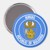 Burgas Round Emblem Magnet (Vorderseite/Rückseite)