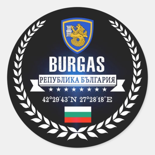 Burgas Runder Aufkleber (Vorderseite)