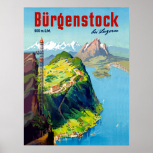 Burgenstock-Landschaft, Aussichtspunkt, Schweiz Poster