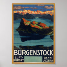 Bürgenstock Schweiz Vintage Travel Poster
