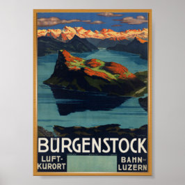 Bürgenstock Schweiz Vintage Travel Poster